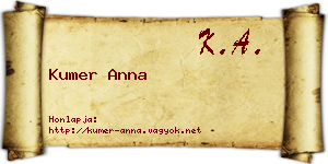 Kumer Anna névjegykártya